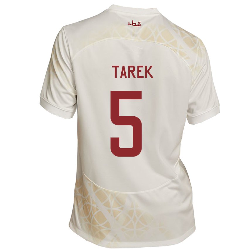 Hombre Camiseta Catar Tarek Salman #5 Beis Dorado 2ª Equipación 22-24 La Camisa Chile