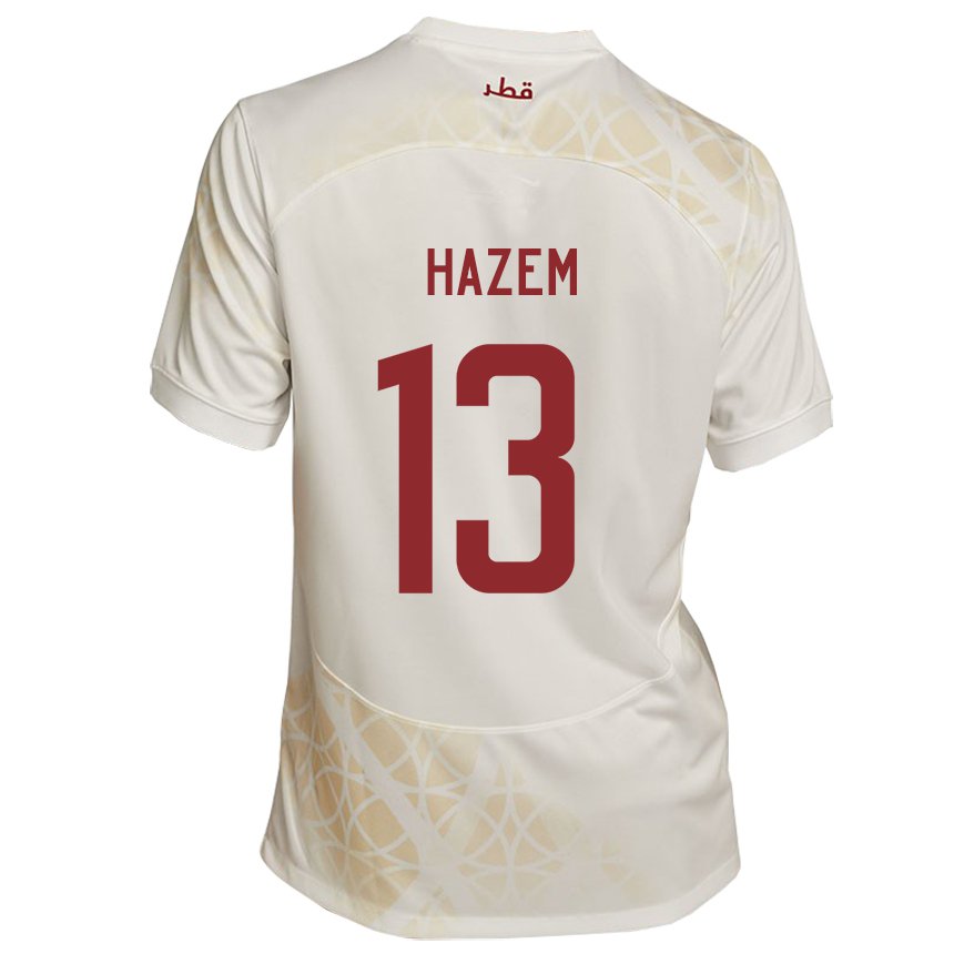 Hombre Camiseta Catar Hazem Shehata #13 Beis Dorado 2ª Equipación 22-24 La Camisa Chile