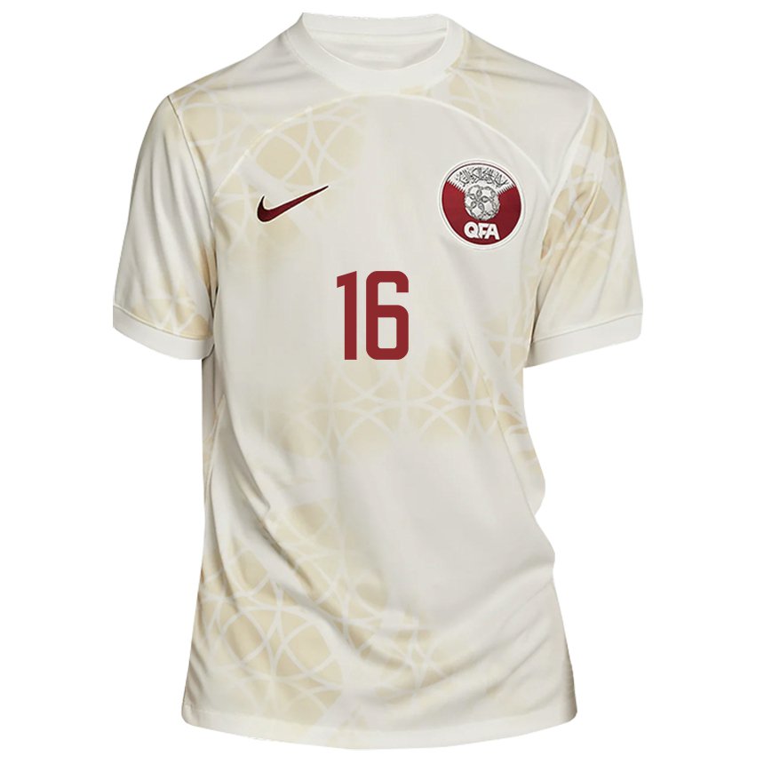 Hombre Camiseta Catar Boualem Khoukhi #16 Beis Dorado 2ª Equipación 22-24 La Camisa Chile