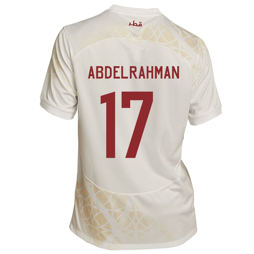 Hombre Camiseta Catar Abdelrahman Fahmi Moustafa #17 Beis Dorado 2ª Equipación 22-24 La Camisa Chile