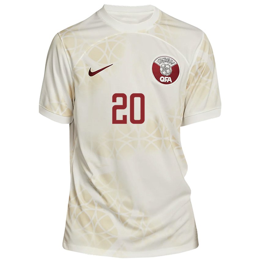 Hombre Camiseta Catar Ahmed Fadel Hasaba #20 Beis Dorado 2ª Equipación 22-24 La Camisa Chile