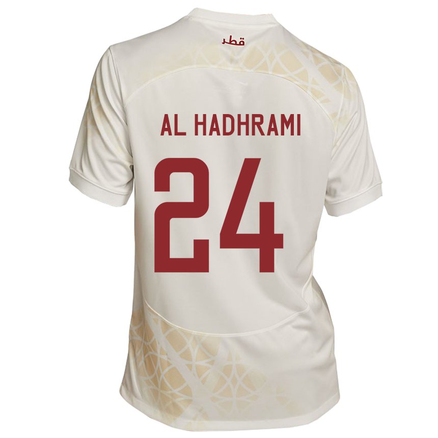 Hombre Camiseta Catar Naif Abdulraheem Al Hadhrami #24 Beis Dorado 2ª Equipación 22-24 La Camisa Chile