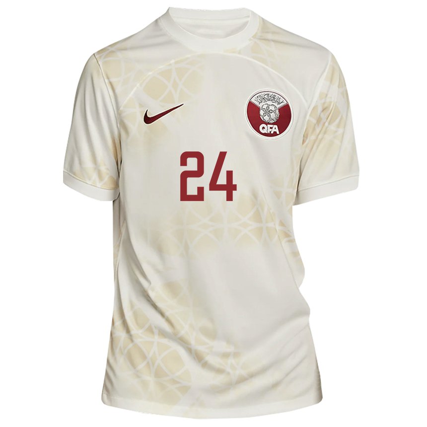 Hombre Camiseta Catar Naif Abdulraheem Al Hadhrami #24 Beis Dorado 2ª Equipación 22-24 La Camisa Chile