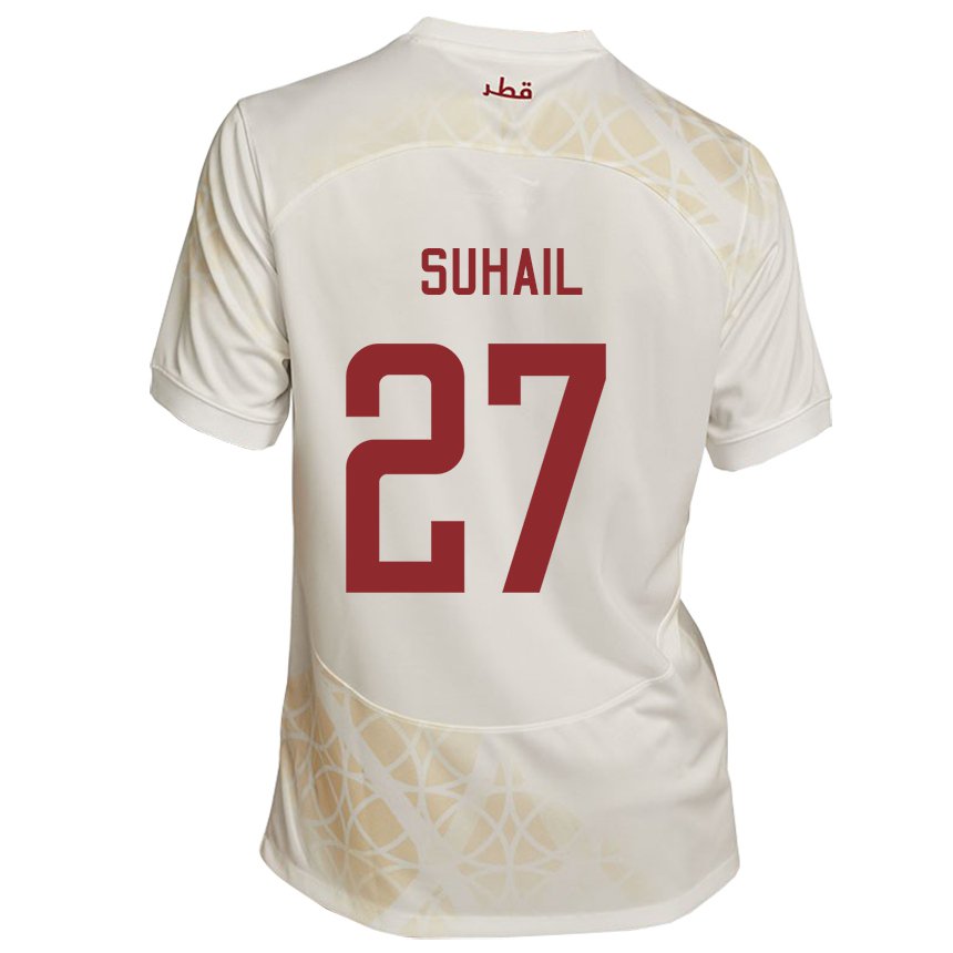 Hombre Camiseta Catar Ahmed Suhail #27 Beis Dorado 2ª Equipación 22-24 La Camisa Chile