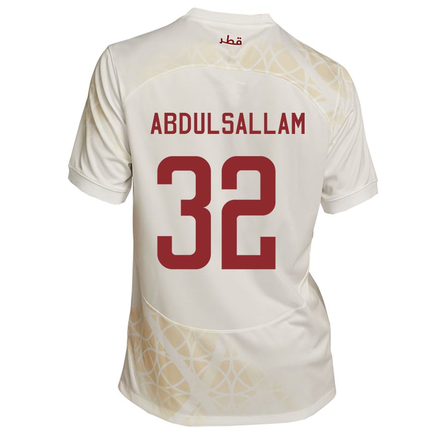 Hombre Camiseta Catar Jassem Gaber Abdulsallam #32 Beis Dorado 2ª Equipación 22-24 La Camisa Chile