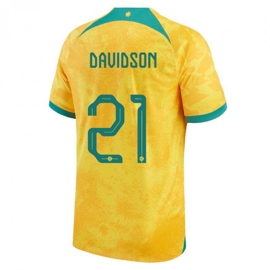 Mujer Camiseta Australia Jason Davidson #21 Dorado 1ª Equipación 22-24 La Camisa Chile