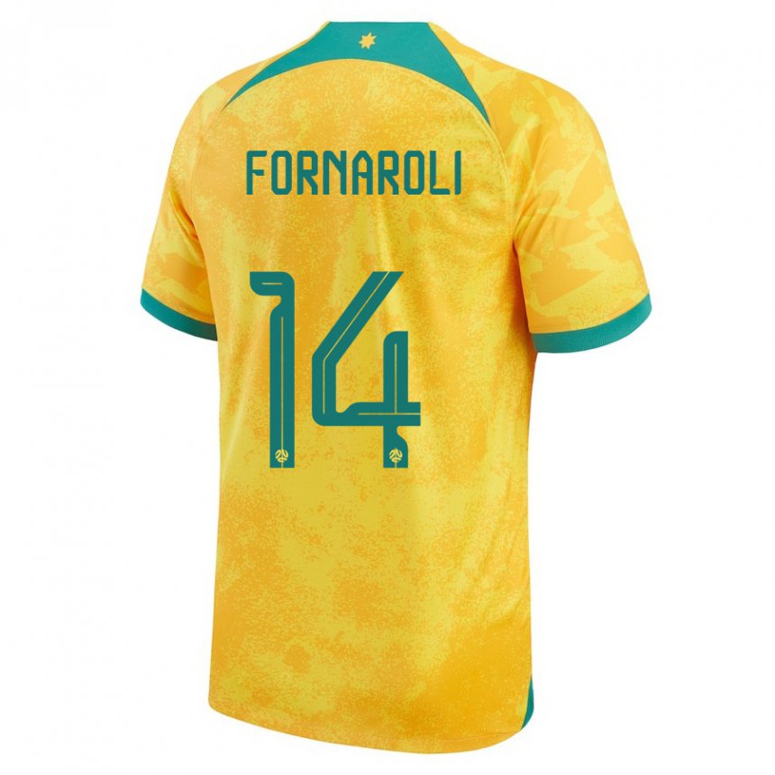 Mujer Camiseta Australia Bruno Fornaroli #14 Dorado 1ª Equipación 22-24 La Camisa Chile