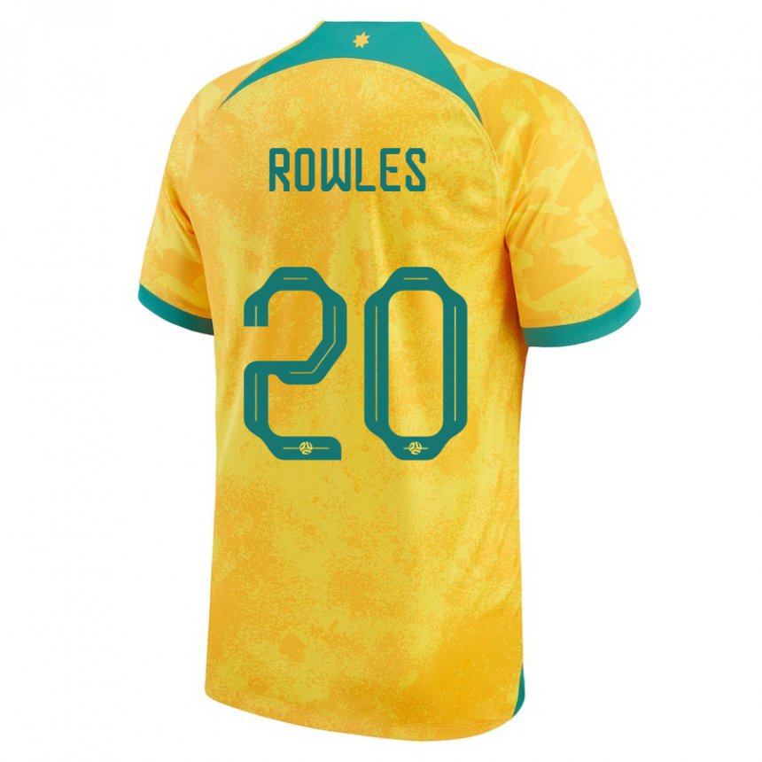 Mujer Camiseta Australia Kye Rowles #20 Dorado 1ª Equipación 22-24 La Camisa Chile