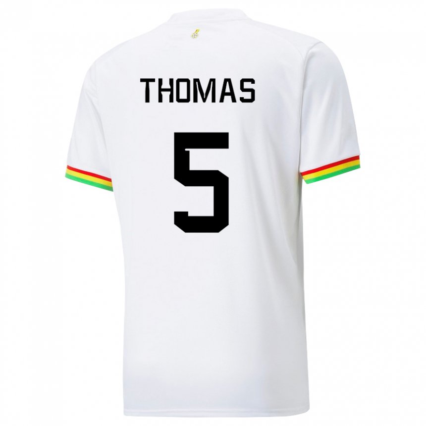 Mujer Camiseta Ghana Thomas Partey #5 Blanco 1ª Equipación 22-24 La Camisa Chile