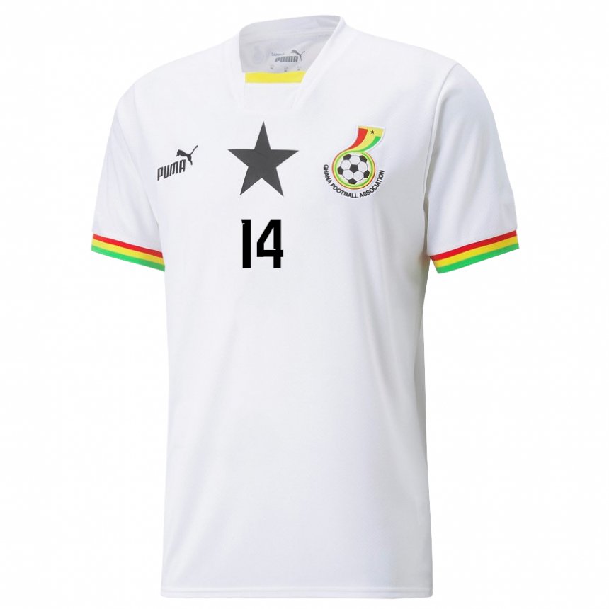 Mujer Camiseta Ghana Stephan Ambrosius #14 Blanco 1ª Equipación 22-24 La Camisa Chile