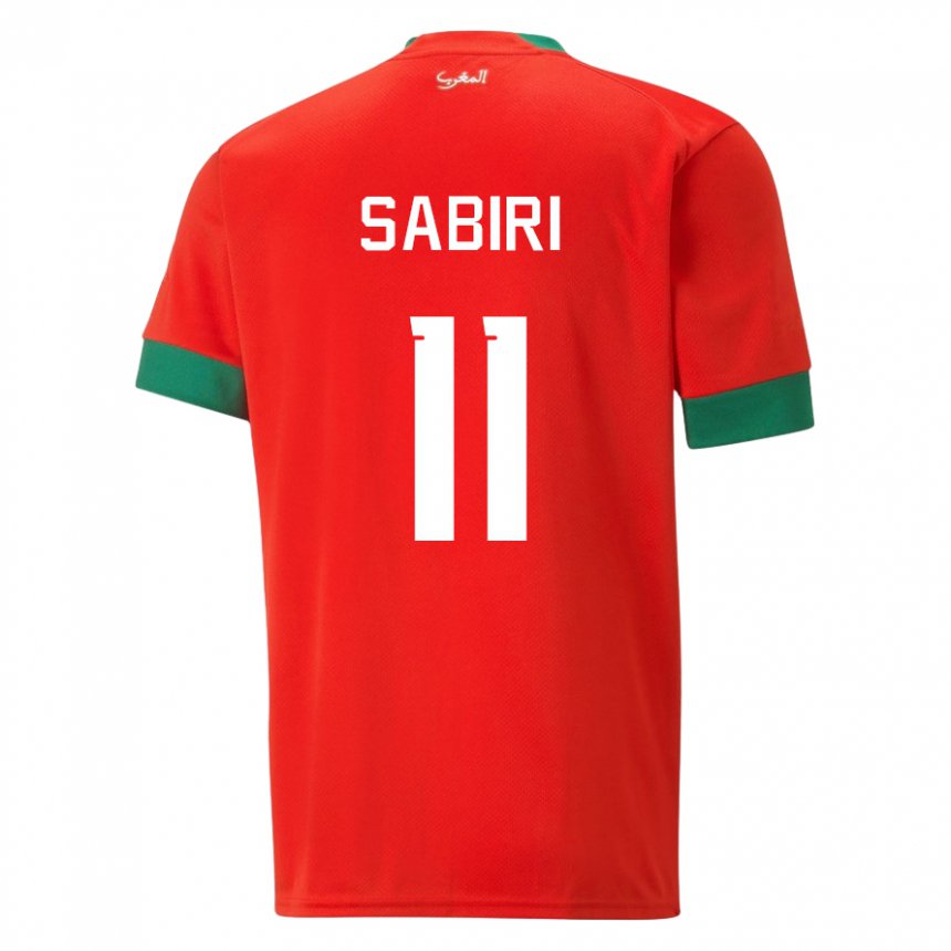 Mujer Camiseta Marruecos Abdelhamid Sabiri #11 Rojo 1ª Equipación 22-24 La Camisa Chile