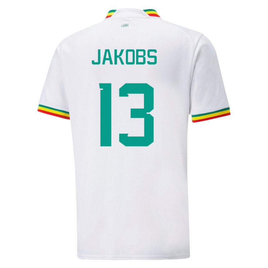 Mujer Camiseta Senegal Ismail Jakobs #13 Blanco 1ª Equipación 22-24 La Camisa Chile