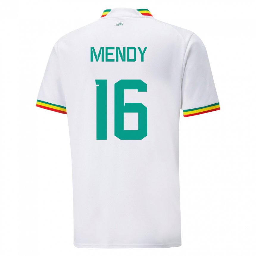 Mujer Camiseta Senegal Edouard Mendy #16 Blanco 1ª Equipación 22-24 La Camisa Chile