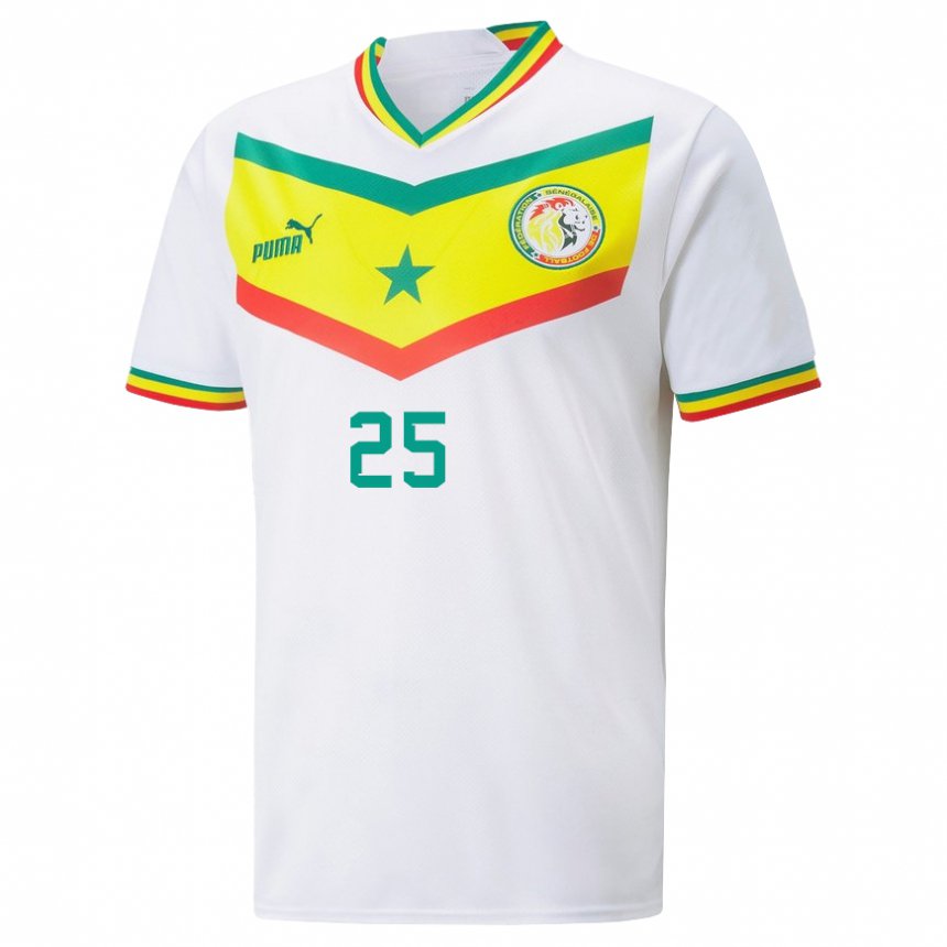 Mujer Camiseta Senegal Mamadou Loum #25 Blanco 1ª Equipación 22-24 La Camisa Chile