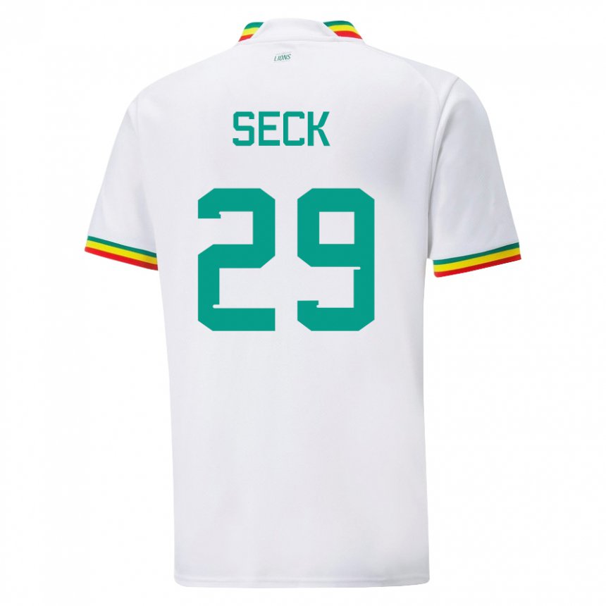 Mujer Camiseta Senegal Demba Seck #29 Blanco 1ª Equipación 22-24 La Camisa Chile