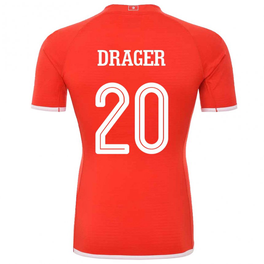 Mujer Camiseta Túnez Mohamed Drager #20 Rojo 1ª Equipación 22-24 La Camisa Chile