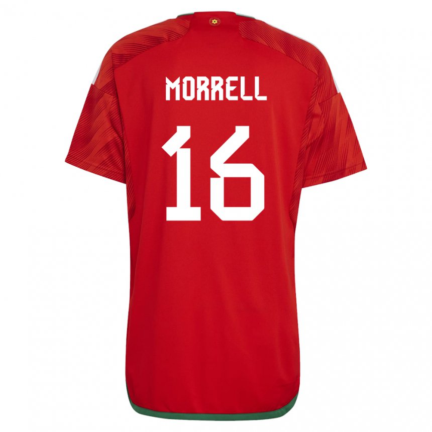 Mujer Camiseta Gales Joe Morrell #16 Rojo 1ª Equipación 22-24 La Camisa Chile