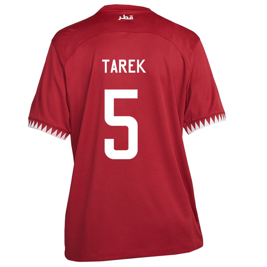 Mujer Camiseta Catar Tarek Salman #5 Granate 1ª Equipación 22-24 La Camisa Chile