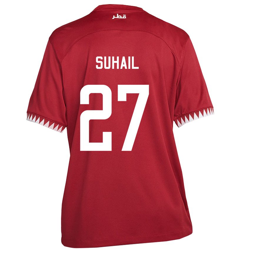 Mujer Camiseta Catar Ahmed Suhail #27 Granate 1ª Equipación 22-24 La Camisa Chile