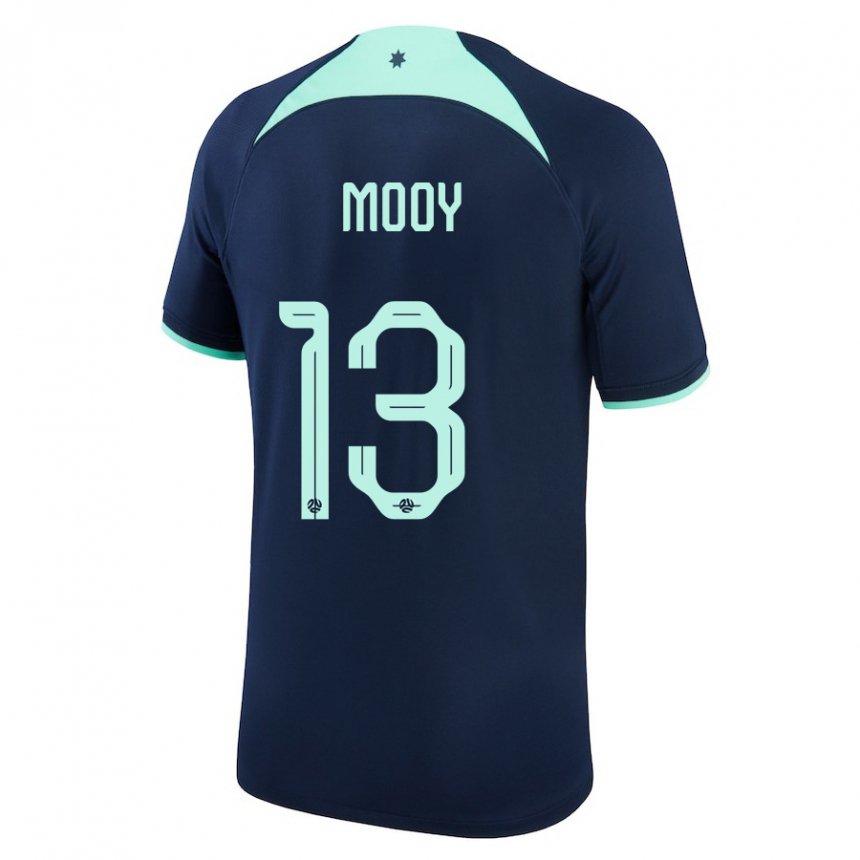 Mujer Camiseta Australia Aaron Mooy #13 Azul Oscuro 2ª Equipación 22-24 La Camisa Chile