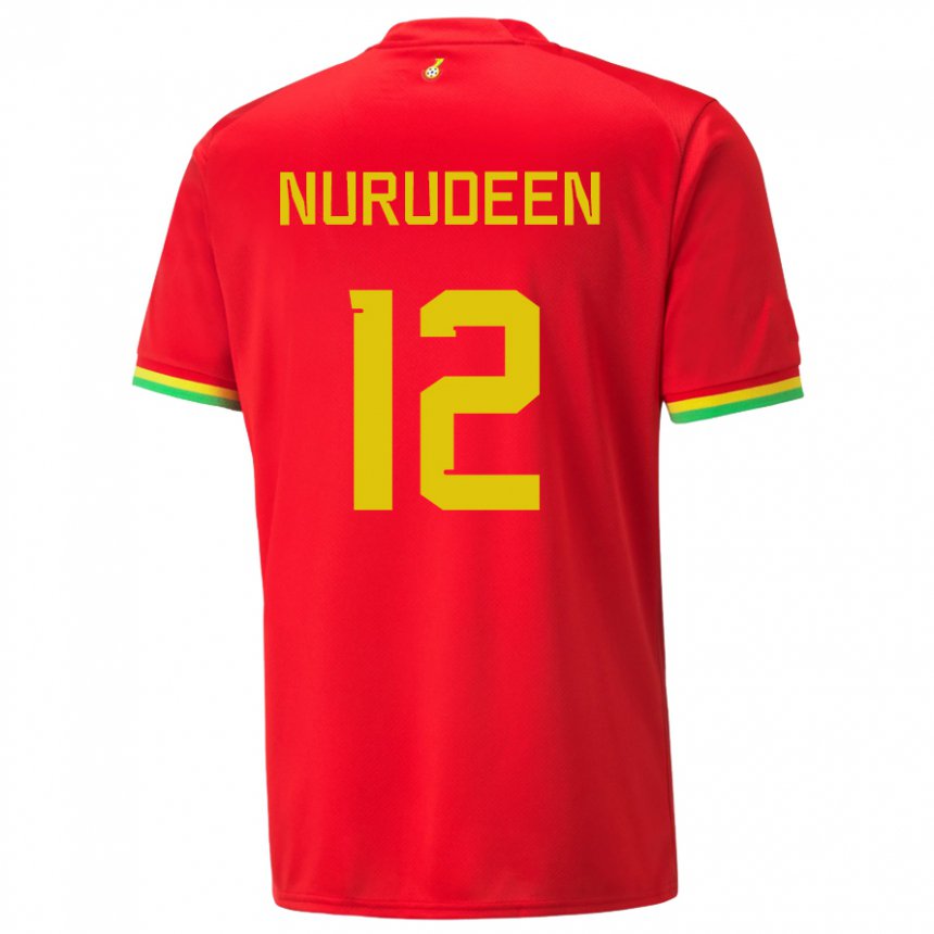 Mujer Camiseta Ghana Abdul Nurudeen #12 Rojo 2ª Equipación 22-24 La Camisa Chile