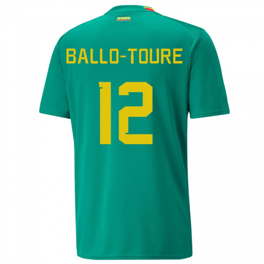 Mujer Camiseta Senegal Fode Ballo-toure #12 Verde 2ª Equipación 22-24 La Camisa Chile