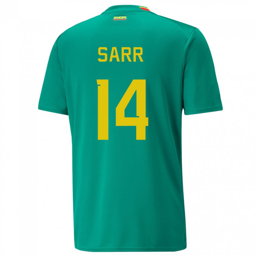 Mujer Camiseta Senegal Pape Sarr #14 Verde 2ª Equipación 22-24 La Camisa Chile