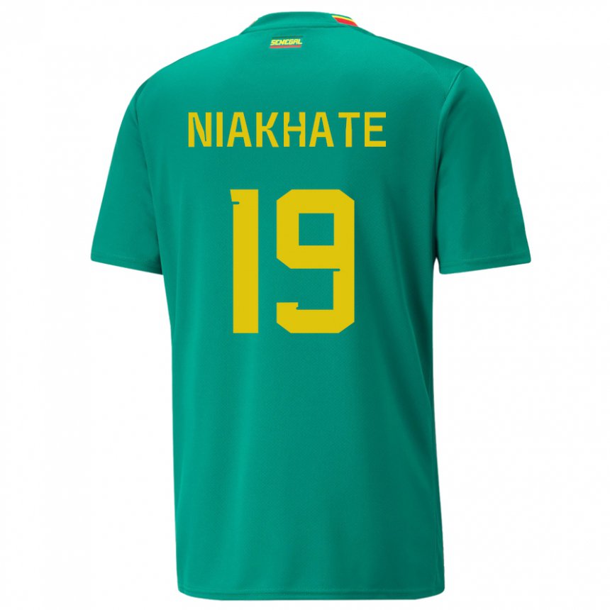 Mujer Camiseta Senegal Moussa Niakhate #19 Verde 2ª Equipación 22-24 La Camisa Chile