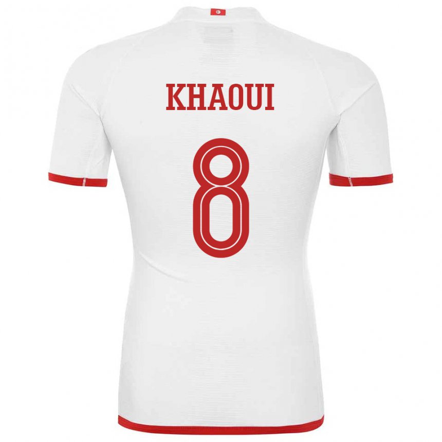 Mujer Camiseta Túnez Saif Eddine Khaoui #8 Blanco 2ª Equipación 22-24 La Camisa Chile