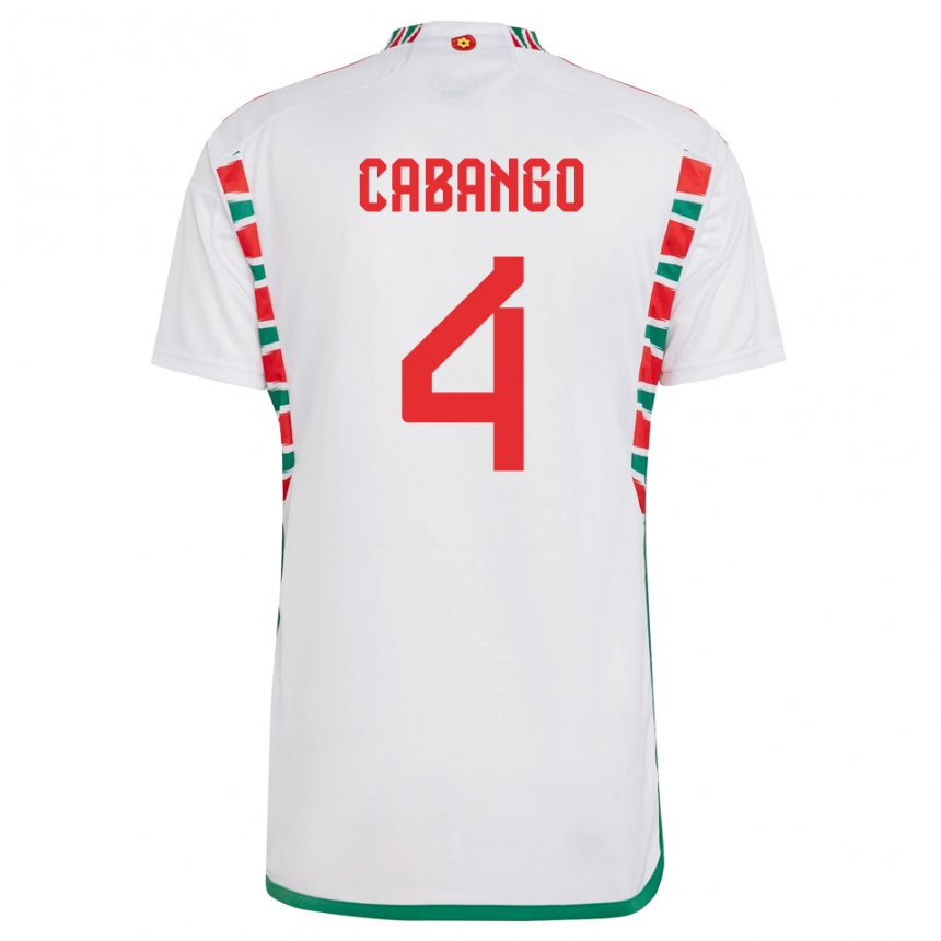 Mujer Camiseta Gales Ben Cabango #4 Blanco 2ª Equipación 22-24 La Camisa Chile