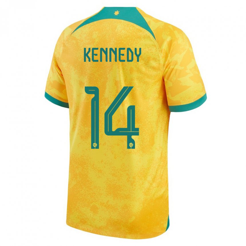 Niño Camiseta Australia Alanna Kennedy #14 Dorado 1ª Equipación 22-24 La Camisa Chile