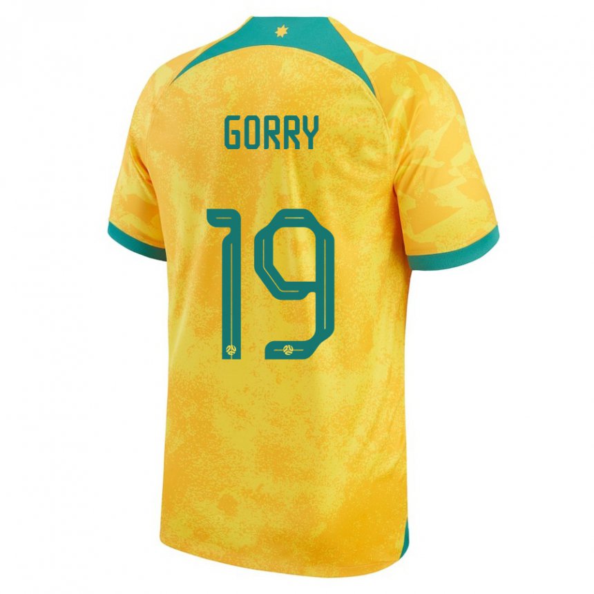 Niño Camiseta Australia Katrina Gorry #19 Dorado 1ª Equipación 22-24 La Camisa Chile