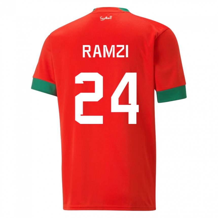 Niño Camiseta Marruecos Achraf Ramzi #24 Rojo 1ª Equipación 22-24 La Camisa Chile