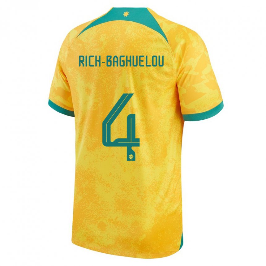 Niño Camiseta Australia Jay Rich Baghuelou #4 Dorado 1ª Equipación 22-24 La Camisa Chile