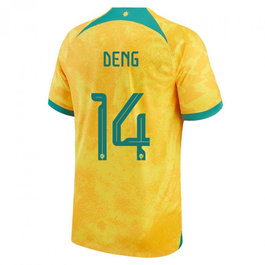 Niño Camiseta Australia Thomas Deng #14 Dorado 1ª Equipación 22-24 La Camisa Chile