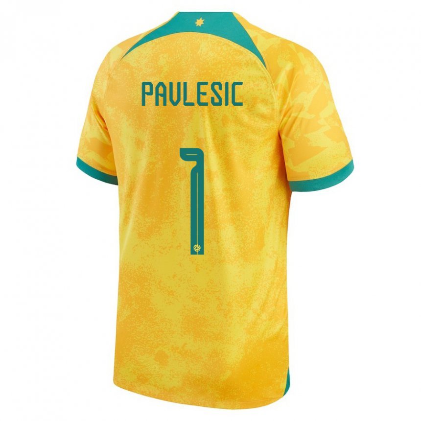 Niño Camiseta Australia Adam Pavlesic #1 Dorado 1ª Equipación 22-24 La Camisa Chile