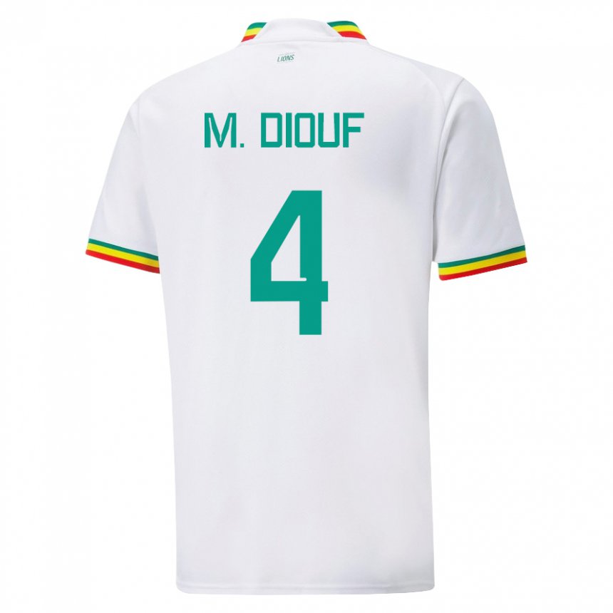 Niño Camiseta Senegal Mame Diarra Diouf #4 Blanco 1ª Equipación 22-24 La Camisa Chile