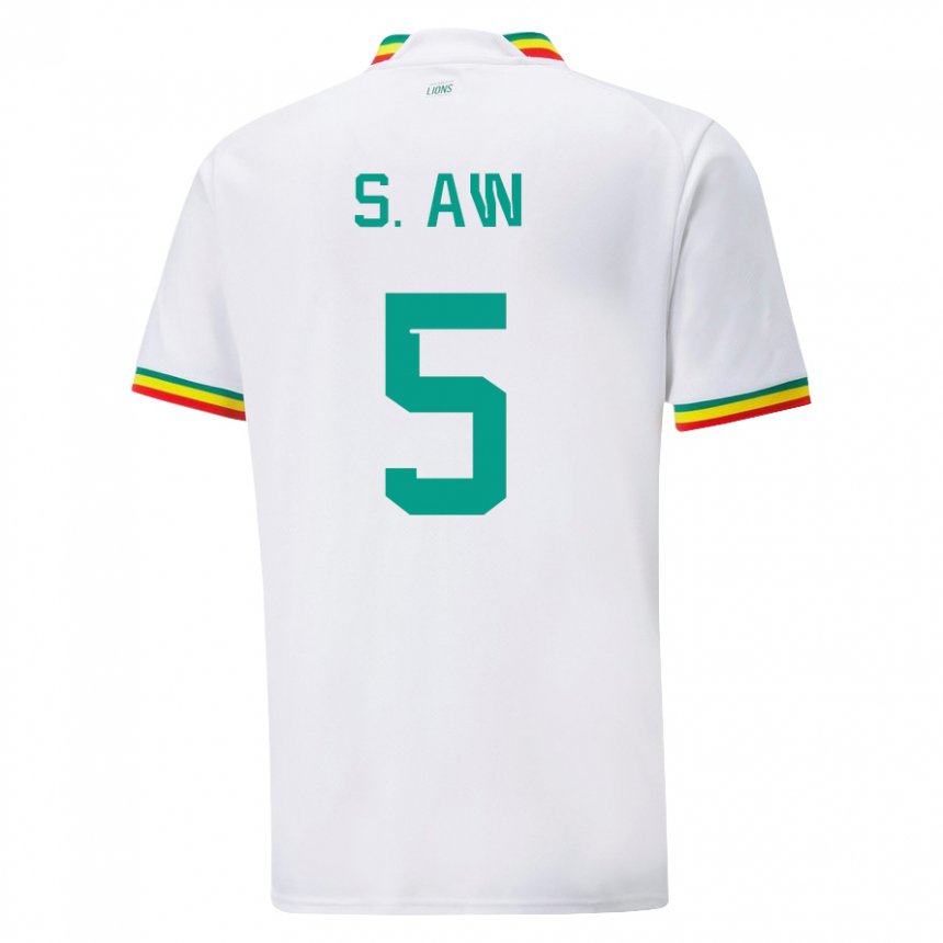 Niño Camiseta Senegal Souleymane Aw #5 Blanco 1ª Equipación 22-24 La Camisa Chile