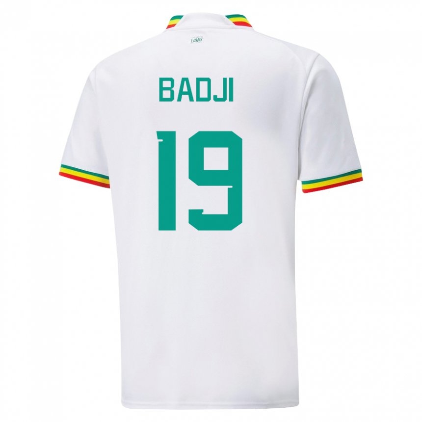 Niño Camiseta Senegal Youssouph Badji #19 Blanco 1ª Equipación 22-24 La Camisa Chile