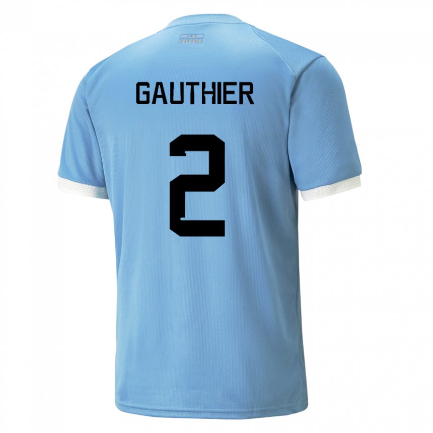 Niño Camiseta Uruguay Valentin Gauthier #2 Azul 1ª Equipación 22-24 La Camisa Chile