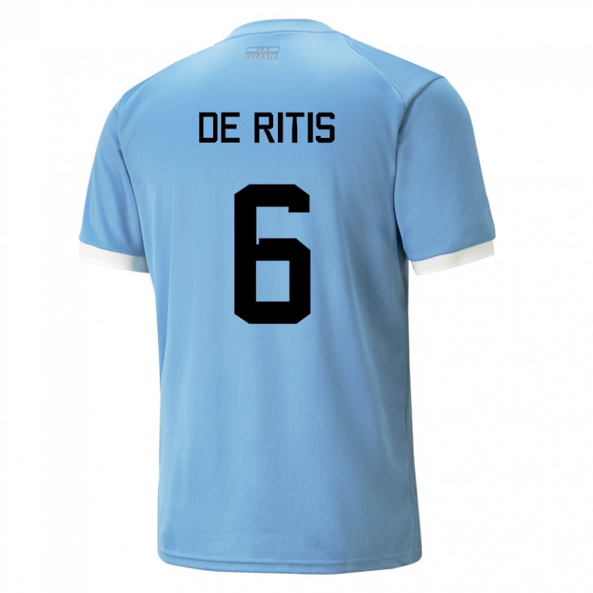 Niño Camiseta Uruguay Mathias De Ritis #6 Azul 1ª Equipación 22-24 La Camisa Chile