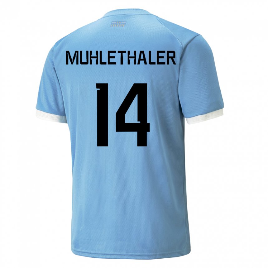 Niño Camiseta Uruguay Stiven Muhlethaler #14 Azul 1ª Equipación 22-24 La Camisa Chile