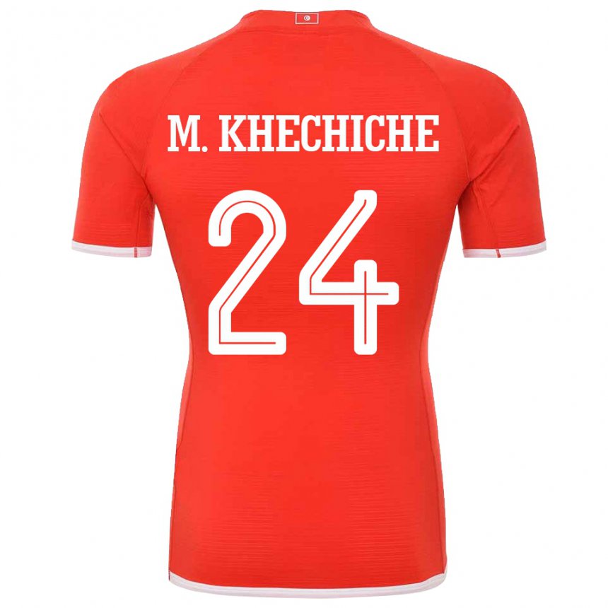 Niño Camiseta Túnez Mohamed Amine Khechiche #24 Rojo 1ª Equipación 22-24 La Camisa Chile