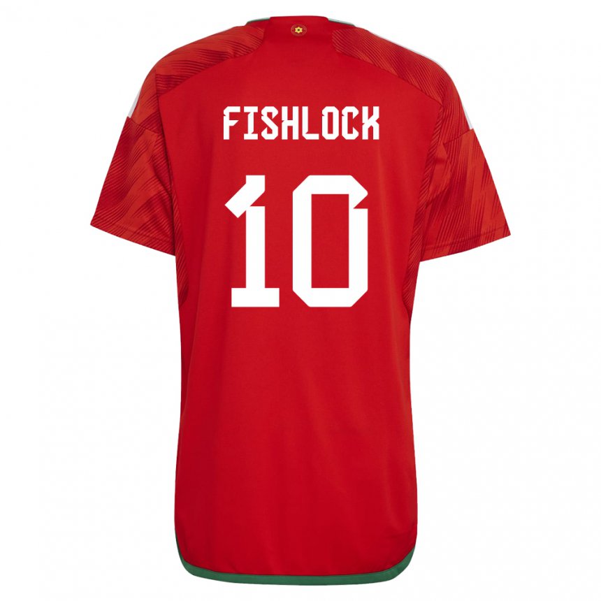 Niño Camiseta Gales Jessica Fishlock #10 Rojo 1ª Equipación 22-24 La Camisa Chile