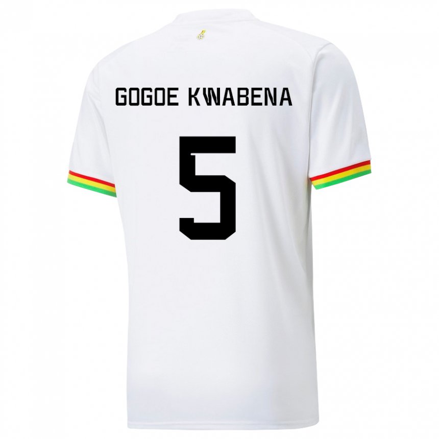 Niño Camiseta Ghana Boahen Gogoe Kwabena #5 Blanco 1ª Equipación 22-24 La Camisa Chile