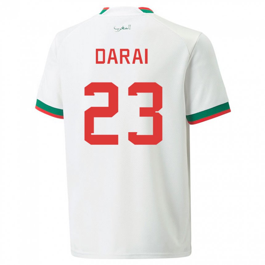 Niño Camiseta Marruecos Hamza Darai #23 Blanco 2ª Equipación 22-24 La Camisa Chile