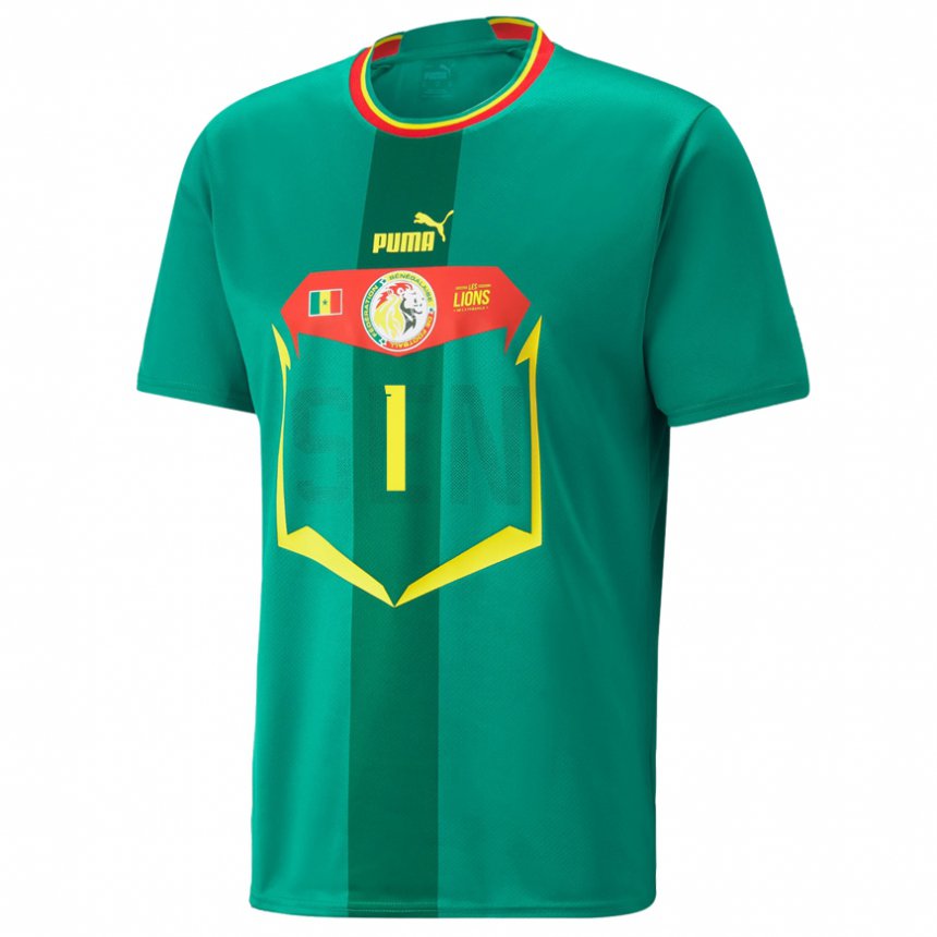 Niño Camiseta Senegal Thiaba Gueye Sene #1 Verde 2ª Equipación 22-24 La Camisa Chile