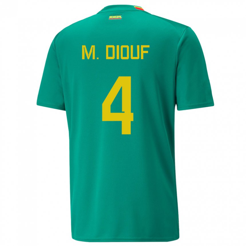 Niño Camiseta Senegal Mame Diarra Diouf #4 Verde 2ª Equipación 22-24 La Camisa Chile