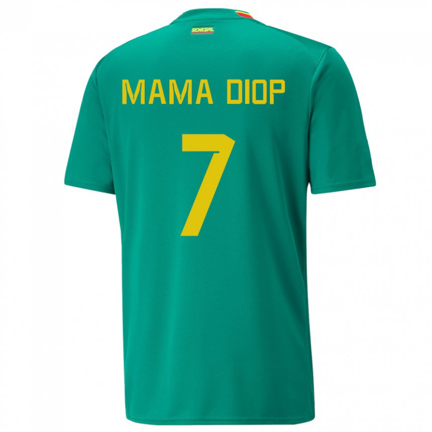 Niño Camiseta Senegal Mama Diop #7 Verde 2ª Equipación 22-24 La Camisa Chile