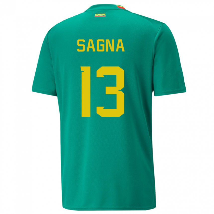 Niño Camiseta Senegal Jeannette Sagna #13 Verde 2ª Equipación 22-24 La Camisa Chile